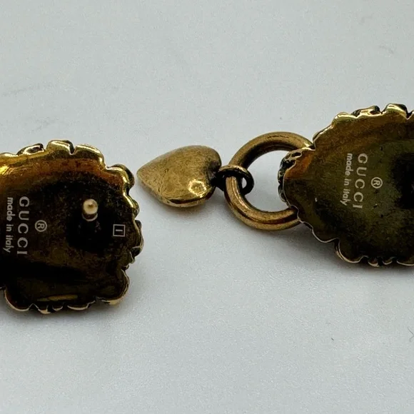 Gucci lion head heart earrings gold plated - Picture 4 of 9